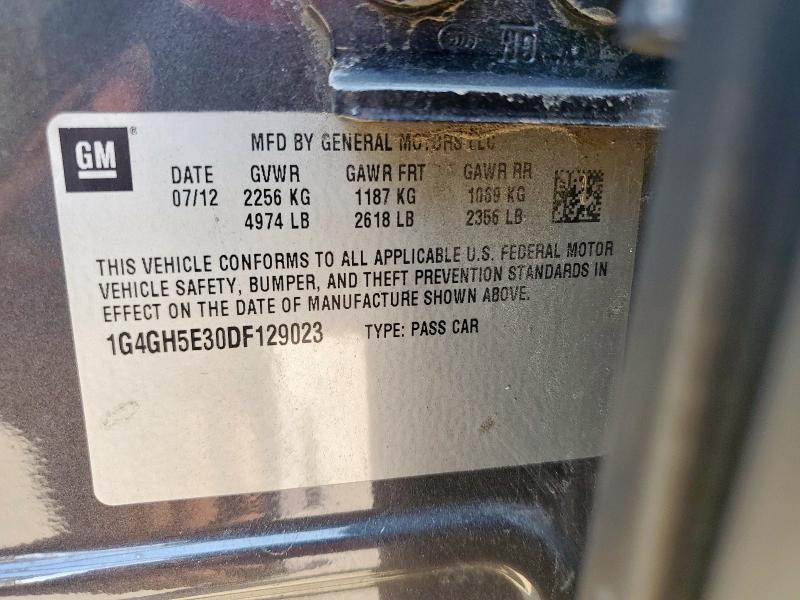 1G4GH5E30DF129023 - 2013 BUICK LACROSSE PREMIUM Մոխրագույն լուսանկար 12