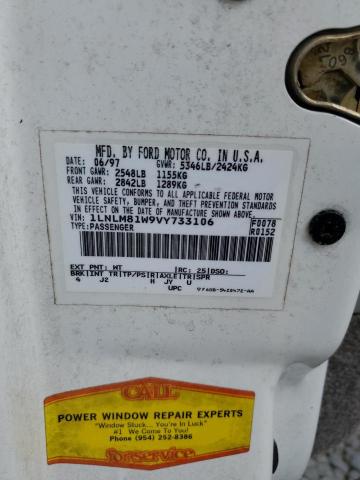 1LNLM81W9VY733106 - 1997 LINCOLN TOWN CAR EXECUTIVE WHITE photo 12