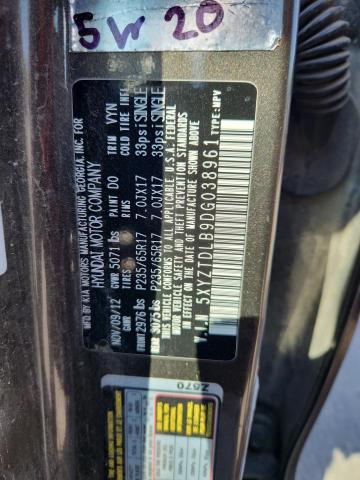 5XYZTDLB9DG038961 - 2013 HYUNDAI SANTA FE S GRAY photo 14