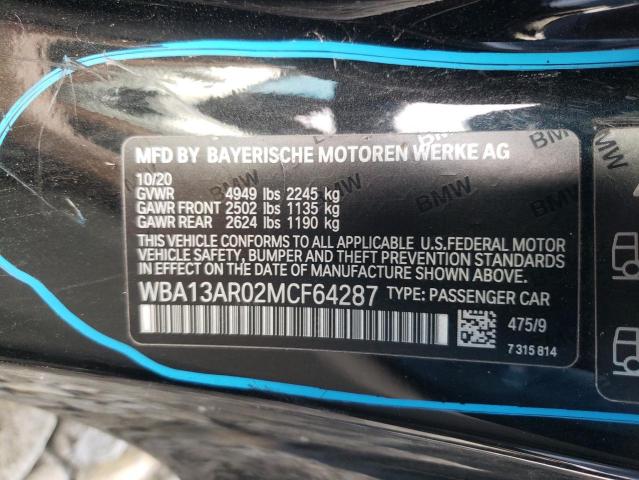 WBA13AR02MCF64287 - 2021 BMW M440XI BLACK photo 13