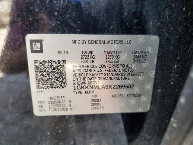 1GKKNMLA6KZ269502 - 2019 GMC ACADIA SLT-1 BLACK photo 14