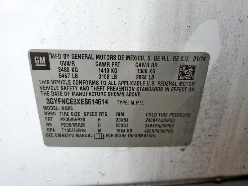 3GYFNCE3XES614614 - 2014 CADILLAC SRX PERFORMANCE COLLECTION WHITE photo 13