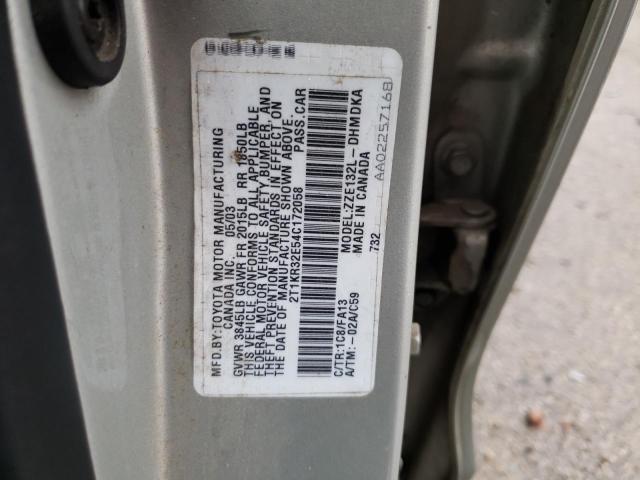 2T1KR32E54C172058 - 2004 TOYOTA MATRIX XR SILVER photo 12