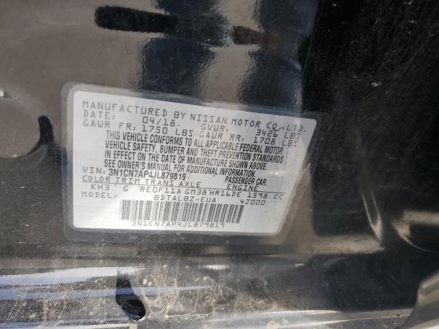 3N1CN7AP4JL879819 - 2018 NISSAN VERSA S BLACK photo 12