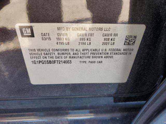 1G1PG5SB0F7214663 - 2015 CHEVROLET CRUZE LTZ GRAY photo 12