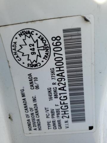 2HGFG1A29AH007068 - 2010 HONDA CIVIC DX 白色 照片 12