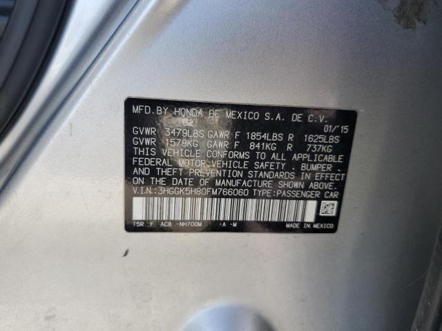 3HGGK5H80FM766060 - 2015 HONDA FIT EX 灰色 照片 12