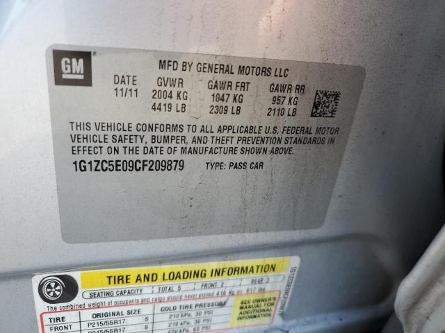 1G1ZC5E09CF209879 - 2012 CHEVROLET MALIBU 1LT SILVER photo 12