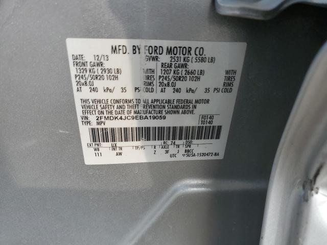 2FMDK4JC9EBA19059 - 2014 FORD EDGE SEL SILVER photo 13