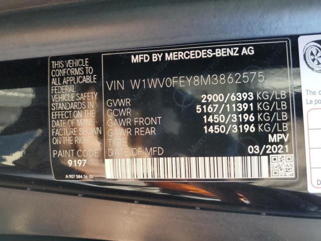 W1WV0FEY8M3862575 - 2021 MERCEDES-BENZ METRIS BLACK photo 12