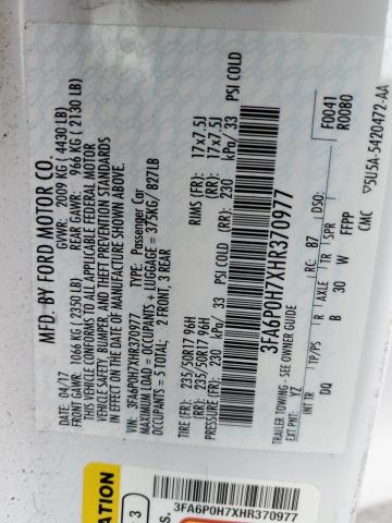 3FA6P0H7XHR370977 - 2017 FORD FUSION SE 白色 照片 13