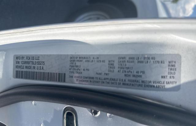 1C6RR6FT9LS155275 - 2020 RAM 1500 CLASS TRADESMAN Ақ фото 10