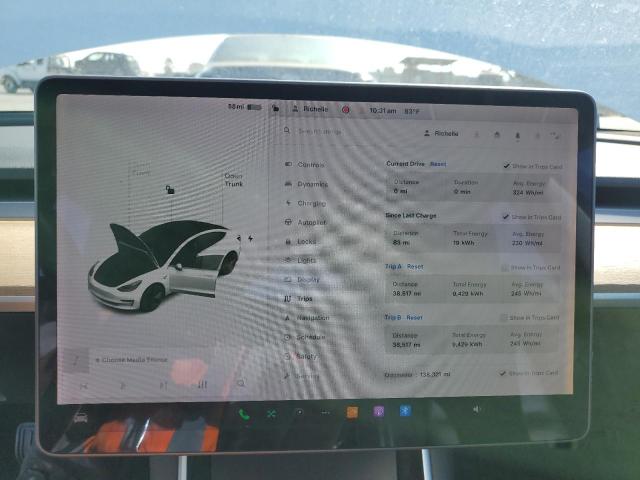 5YJ3E1EA1KF190529 - 2019 TESLA MODEL 3 თეთრი ფოტო 9