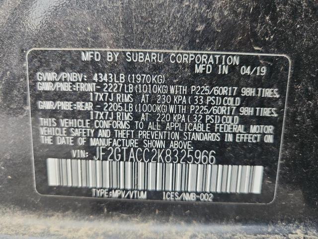 JF2GTACC2K8325966 - 2019 SUBARU CROSSTREK PREMIUM 黑色 照片 14