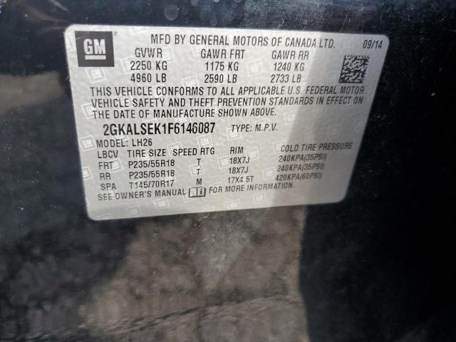 2GKALSEK1F6146087 - 2015 GMC TERRAIN SLT BLACK photo 13