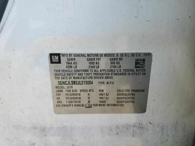 3GNCJLSB2JL213084 - 2018 CHEVROLET TRAX 1LT 白色 照片 13