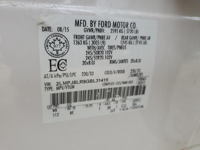 2LMPJ8LR9GBL31415 - 2016 LINCOLN MKX RESERVE Ağ foto 13