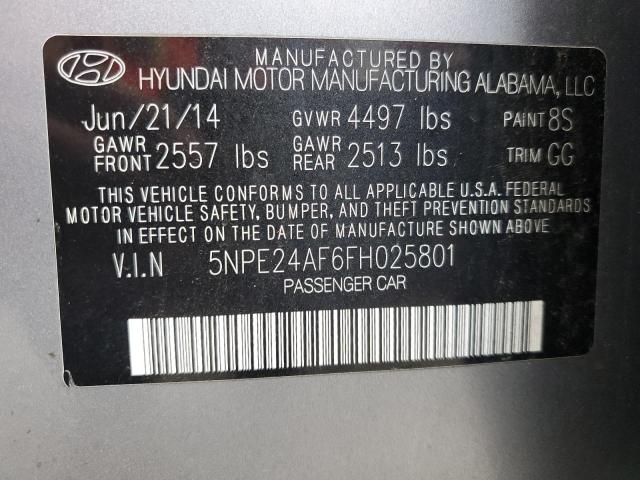 5NPE24AF6FH025801 - 2015 HYUNDAI SONATA SE SILVER photo 12