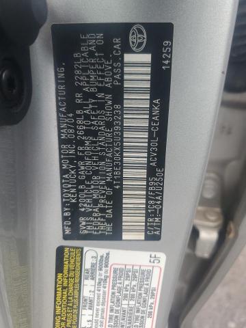 4T1BE30KX5U393238 - 2005 TOYOTA CAMRY LE SILVER photo 13