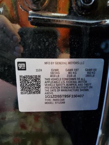 1G1ZD5ST9SF150407 - 2025 CHEVROLET MALIBU LT BLACK photo 12