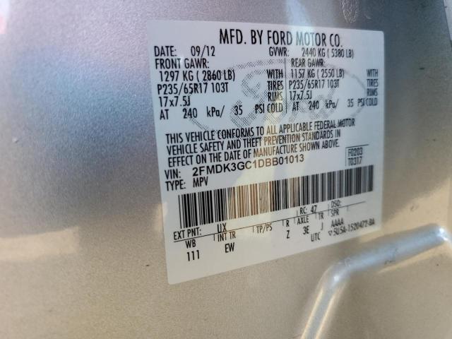 2FMDK3GC1DBB01013 - 2013 FORD EDGE SE SILVER photo 12