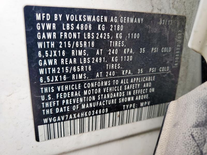 WVGAV7AX4HK034609 - 2017 VOLK TIGUAN S 白色 照片 14