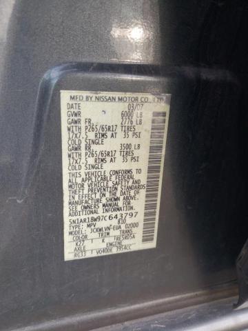 5N1AR18W97C643797 - 2007 NISSAN PATHFINDER LE GRAY photo 12