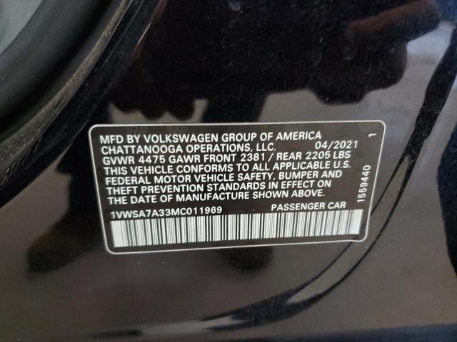 1VWSA7A33MC011969 - 2021 VOLKSWAGEN PASSAT SE 黑色 照片 12