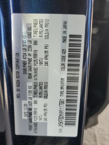 JM3KFBDMXM1117981 - 2021 MAZDA CX-5 GRAND TOURING BLUE photo 12