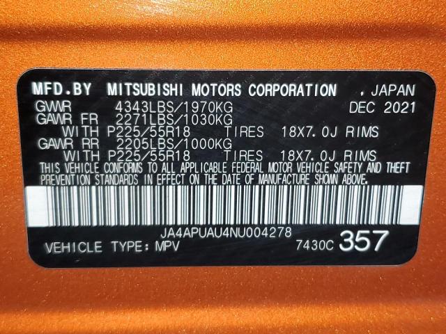 JA4APUAU4NU004278 - 2022 MITSUBISHI OUTLANDER SPORT ES ORANGE photo 13