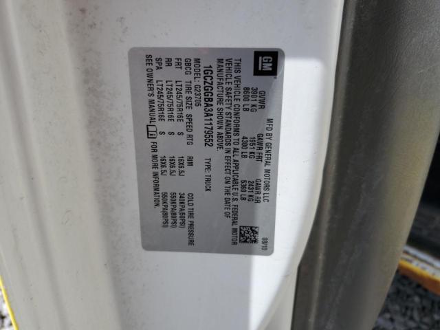 1GCZGGBA3A1179552 - 2010 CHEVROLET EXPRESS G2 WHITE photo 13