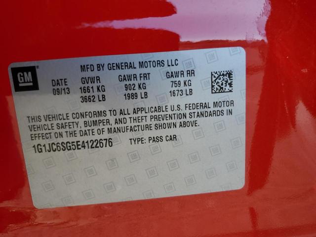 1G1JC6SG5E4122676 - 2014 CHEVROLET SONIC LT RED photo 12