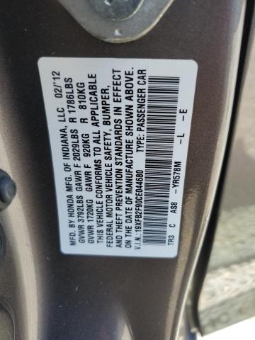 19XFB2F90CE044680 - 2012 HONDA CIVIC EXL GRAY photo 12