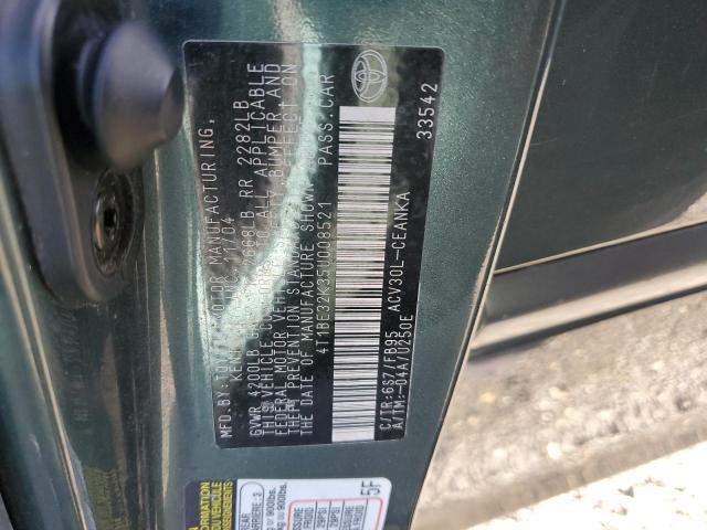4T1BE32K35U008521 - 2005 TOYOTA CAMRY LE GREEN photo 12