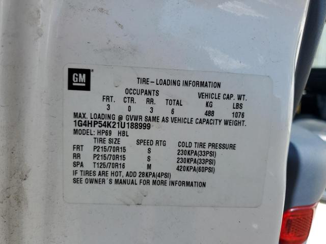 1G4HP54K21U188999 - 2001 BUICK LESABRE CUSTOM 白色 照片 12