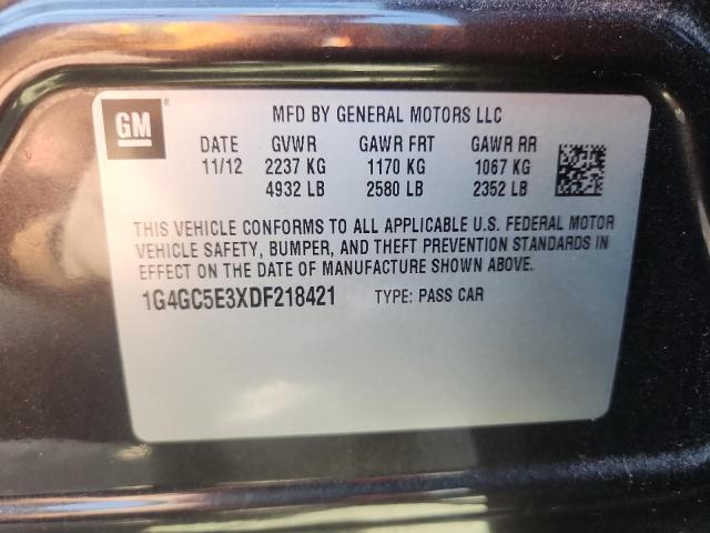 1G4GC5E3XDF218421 - 2013 BUICK LACROSSE BROWN photo 12