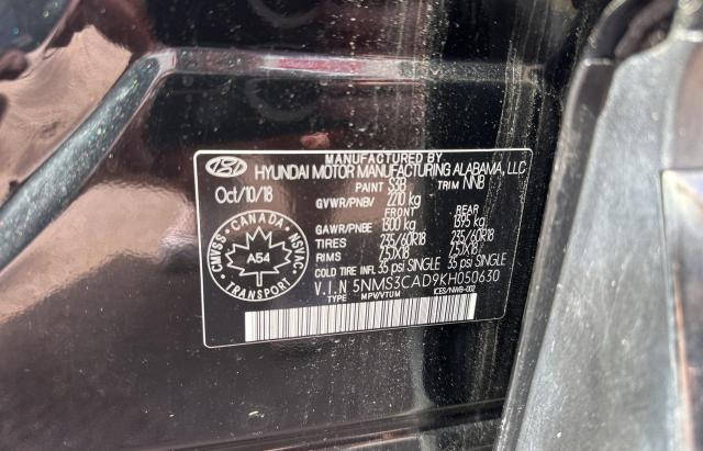 5NMS3CAD9KH050630 - 2019 HYUNDAI SANTA FE SEL BLACK photo 10