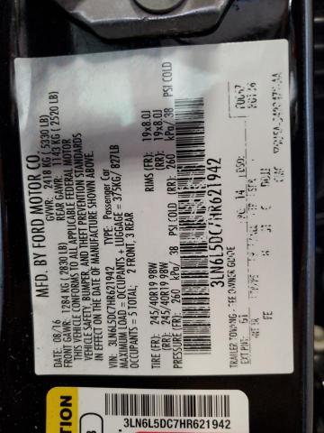 3LN6L5DC7HR621942 - 2017 LINCOLN MKZ SELECT შავი ფოტო 12