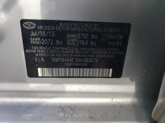 5NPDH4AE3DH382674 - 2013 HYUNDAI ELANTRA GLS SILVER photo 13