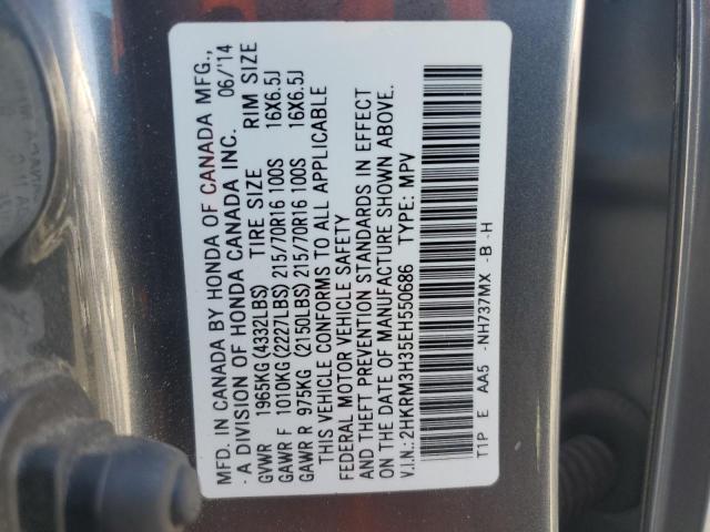 2HKRM3H35EH550686 - 2014 HONDA CR-V LX GRAY photo 13