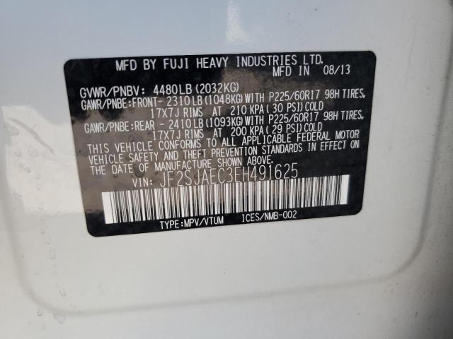 JF2SJAEC3EH491625 - 2014 SUBARU FORESTER 2.5I PREMIUM WHITE photo 12