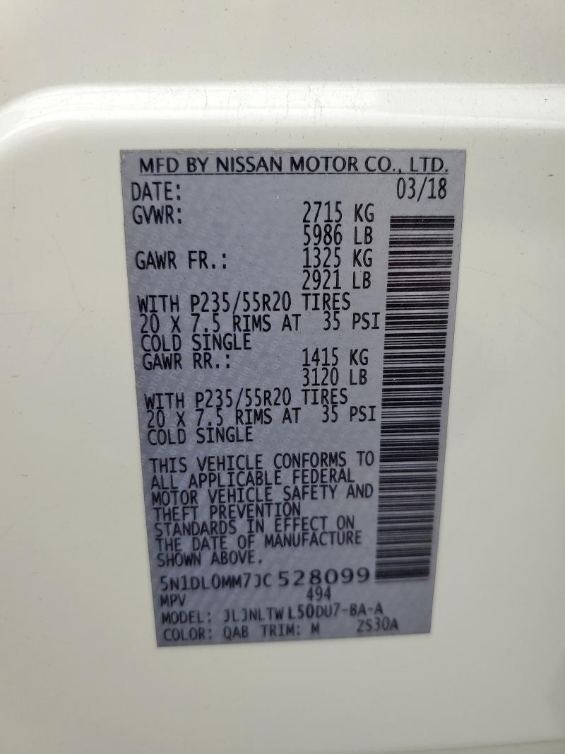 5N1DL0MM7JC528099 - 2018 INFINITI QX60 თეთრი ფოტო 14