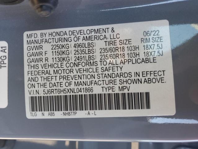 5J6RT6H5XNL041866 - 2022 HONDA CR-V EX GRAY photo 23