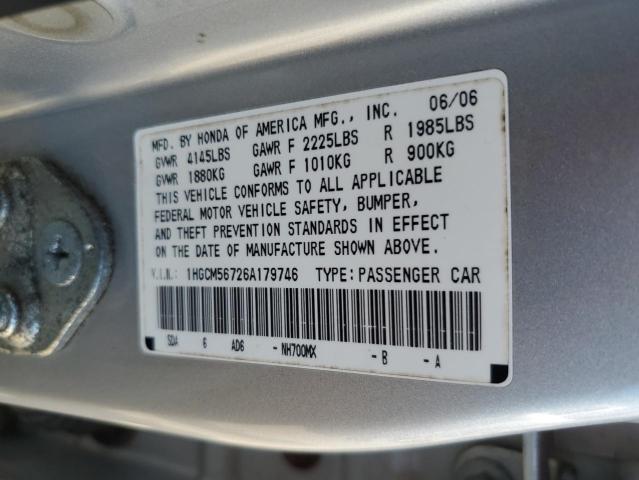 1HGCM56726A179746 - 2006 HONDA ACCORD EX SILVER photo 12