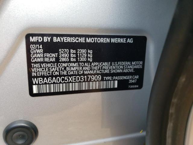 WBA6A0C5XED317909 - 2014 BMW 640 I GRAN COUPE SILVER photo 13