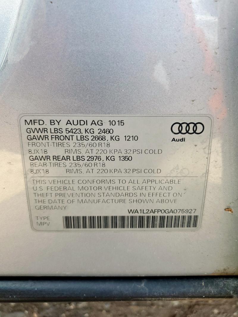 WA1L2AFP0GA075927 - 2016 AUDI Q5 PREMIUM PLUS ვერცხლისფერი ფოტო 14