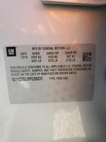 1G11C5SL3FF238231 - 2015 CHEVROLET MALIBU 1LT 银色 照片 12