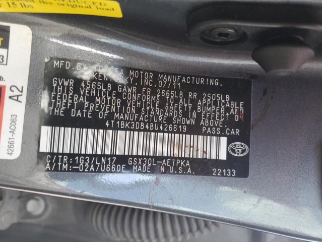 4T1BK3DB4BU426619 - 2011 TOYOTA AVALON BASE 灰色 照片 12