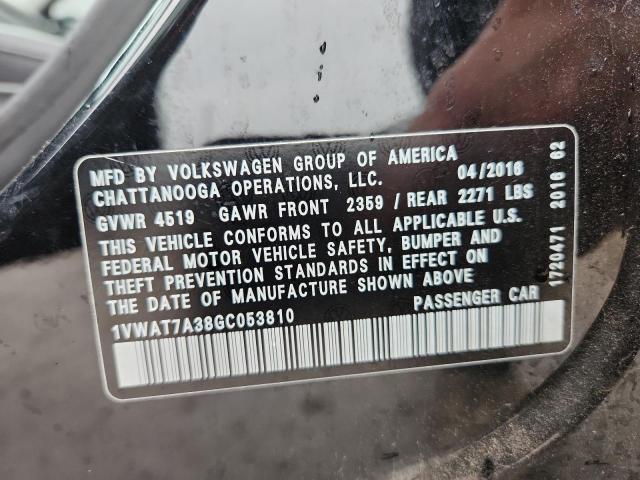1VWAT7A38GC053810 - 2016 VOLKSWAGEN PASSAT S Schwarz Foto 12