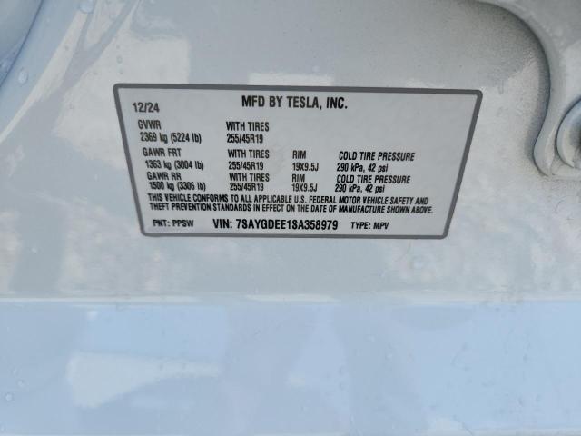 7SAYGDEE1SA358979 - 2025 TESLA MODEL Y WHITE photo 13